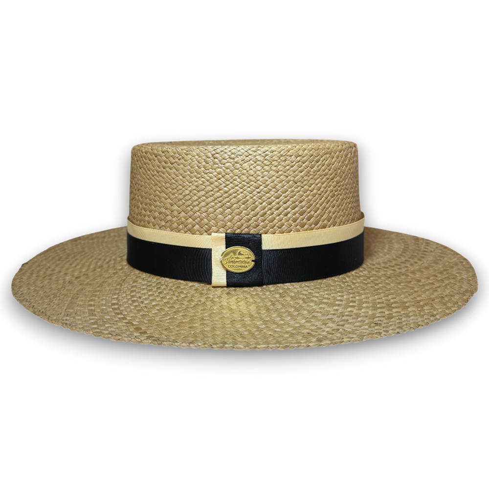 SOMBRERO CORDOBES MIEL CINTA BICOLOR NEGRO Y BEIGE– ELEGANCIA ARTESANAL - Image 2