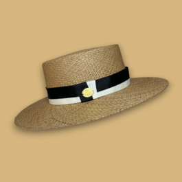 SOMBRERO CORDOBES MIEL CINTA BICOLOR MARFIL Y NEGRO – ELEGANCIA ARTESANAL