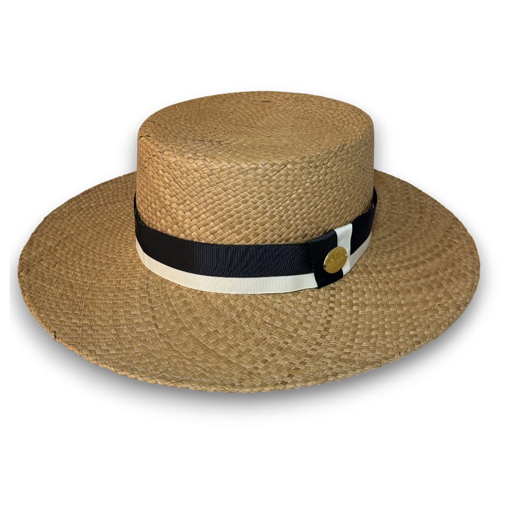 SOMBRERO CORDOBES MIEL CINTA BICOLOR MARFIL Y NEGRO – ELEGANCIA ARTESANAL - Image 3