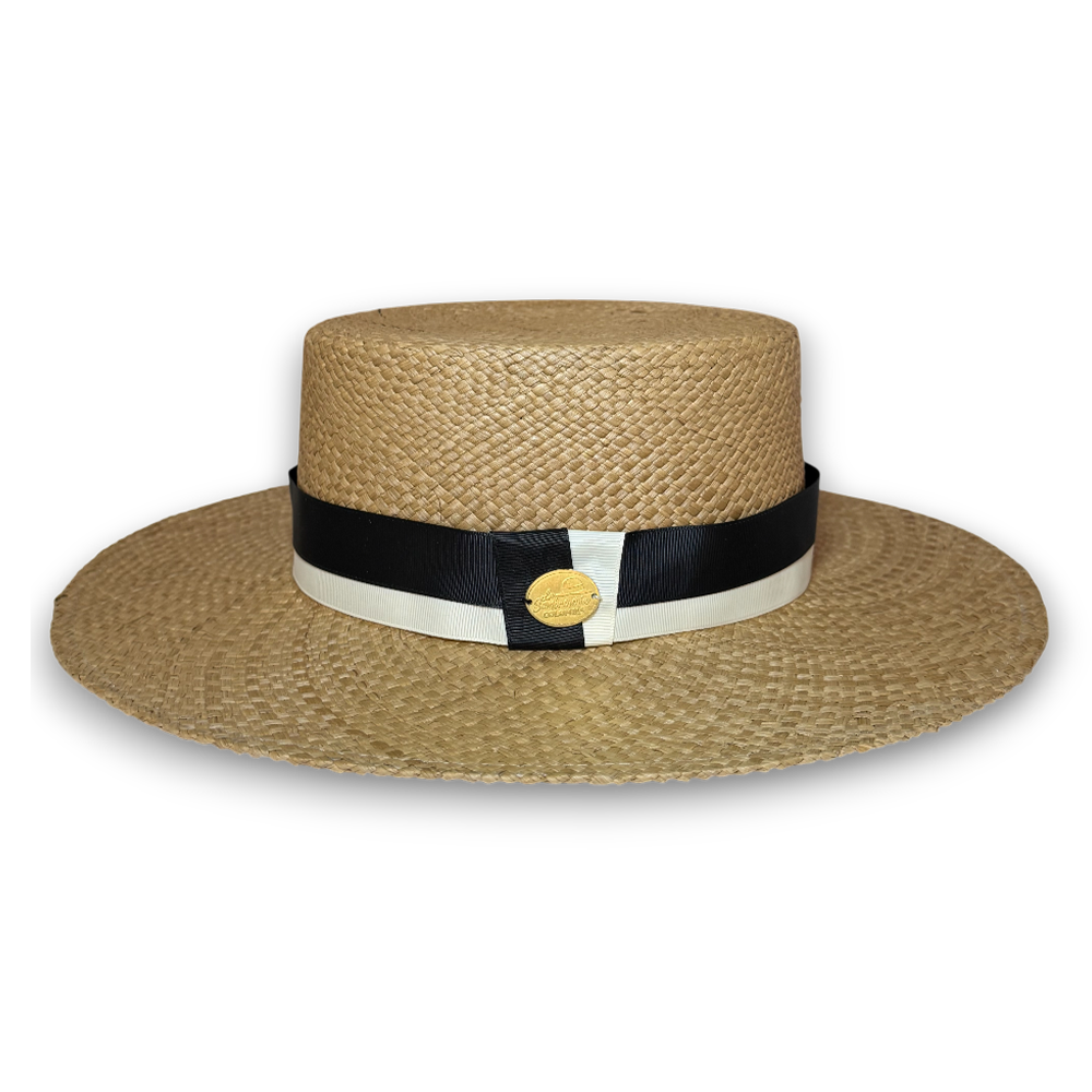 SOMBRERO CORDOBES MIEL CINTA BICOLOR MARFIL Y NEGRO – ELEGANCIA ARTESANAL - Image 2