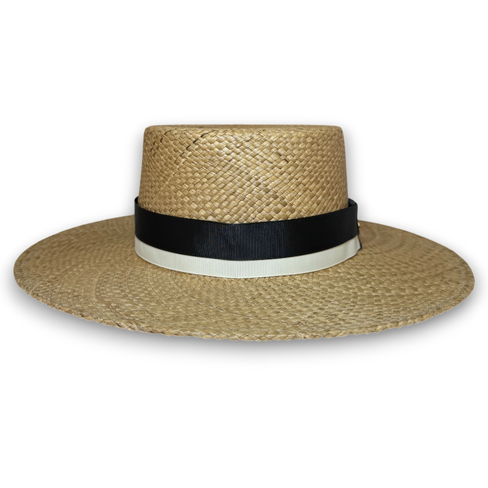 SOMBRERO CORDOBES MIEL CINTA BICOLOR MARFIL Y NEGRO – ELEGANCIA ARTESANAL - Image 4