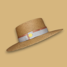 SOMBRERO CORDOBES MIEL CINTA BICOLOR GRIS Y NUEZ – ELEGANCIA ARTESANAL