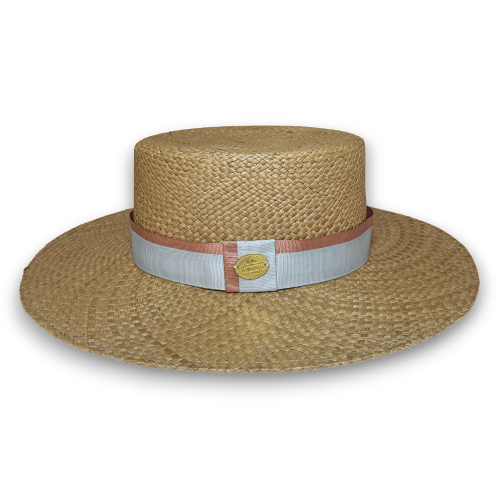 SOMBRERO CORDOBES MIEL CINTA BICOLOR GRIS Y NUEZ – ELEGANCIA ARTESANAL - Image 2