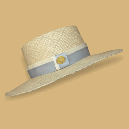 SOMBRERO CORDOBES MIEL CINTA BICOLOR GRIS Y MARFIL – ELEGANCIA ARTESANAL