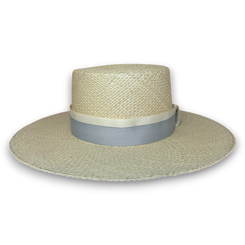 SOMBRERO CORDOBES MIEL CINTA BICOLOR GRIS Y MARFIL – ELEGANCIA ARTESANAL - Image 3