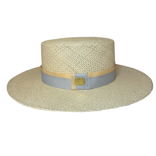 SOMBRERO CORDOBES NATURAL CINTA BICOLOR GRIS Y MARFIL – ELEGANCIA ARTESANAL - Image 2