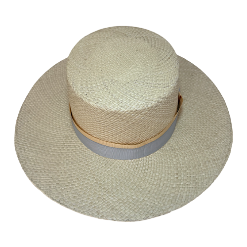 SOMBRERO CORDOBES NATURAL CINTA BICOLOR GRIS Y MARFIL – ELEGANCIA ARTESANAL - Image 5